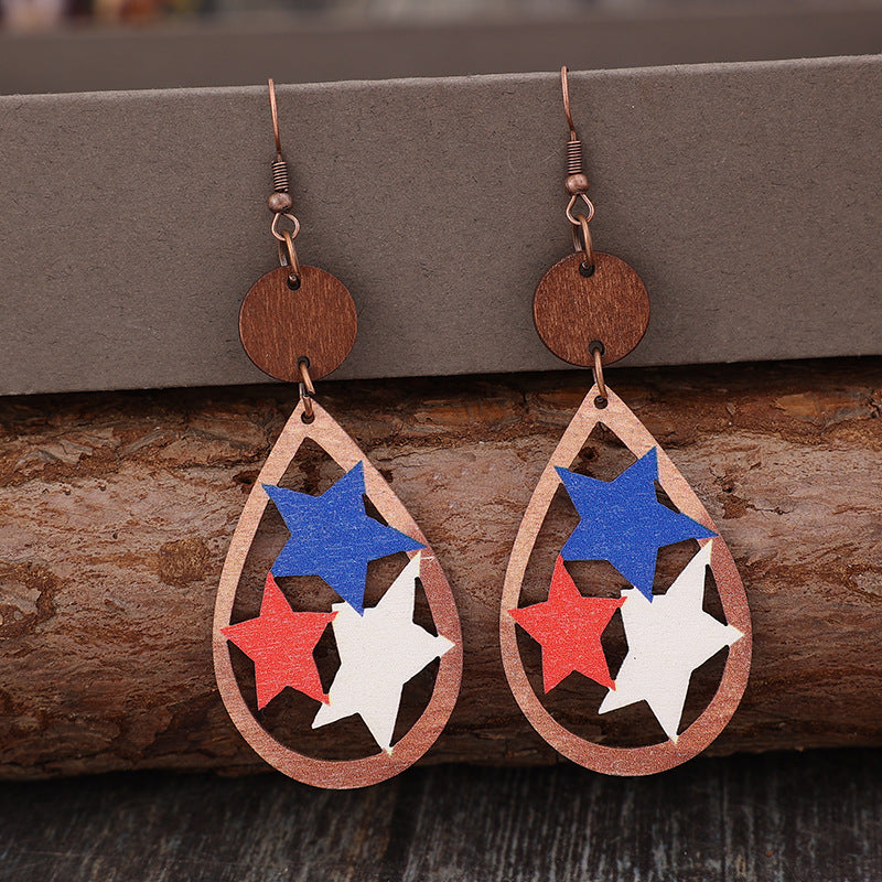 Cutout Star Wooden Dangle Earrings