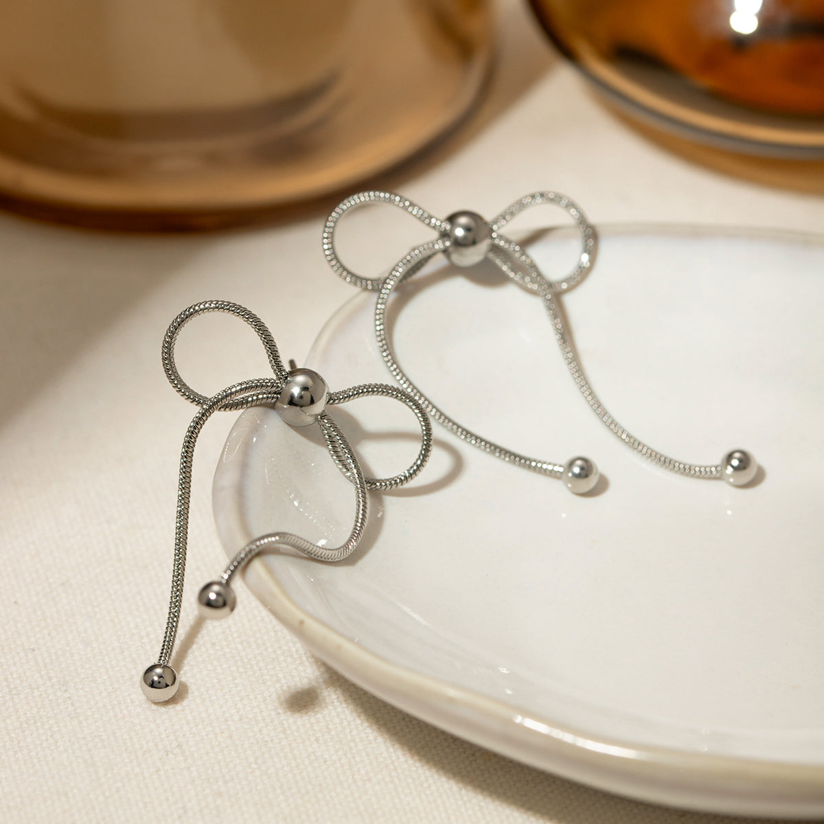 Stainless Steel Bow Earrings