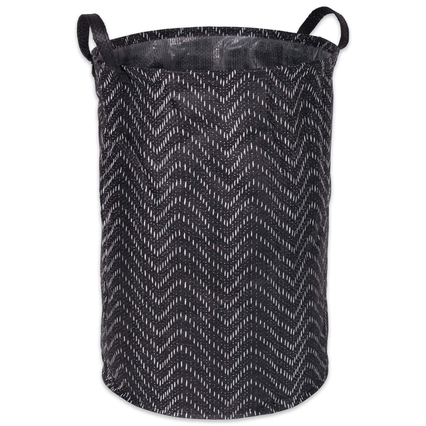 Pe Coated Woven Paper Laundry Hamper Tribal Chevron Black/White  Round 13.75X13.75X20 