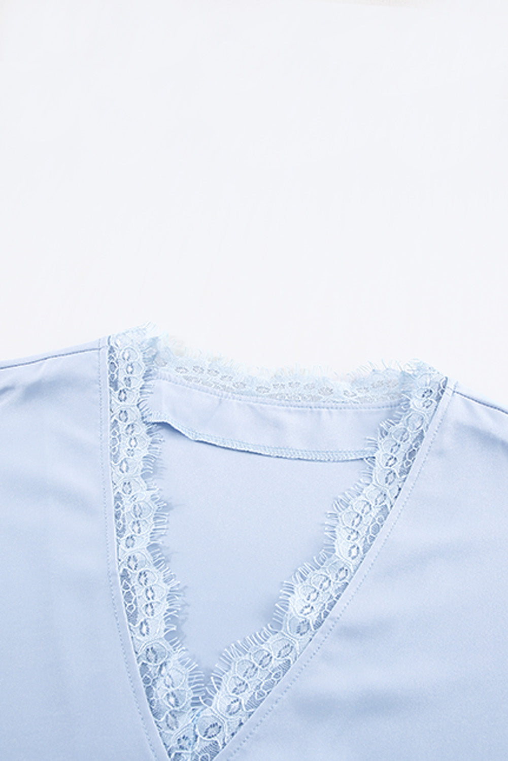 Lace Detail V-Neck Cap  Sleeve T-Shirt