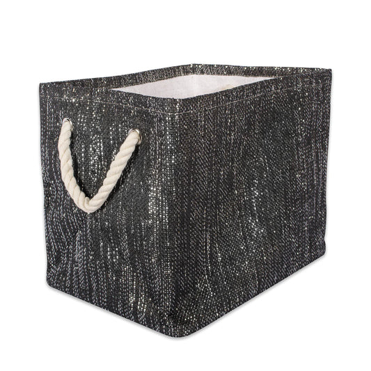 Paper Bin Lurex Black/Silver Square 11X11X11 