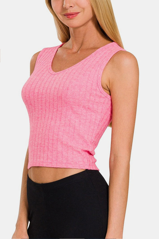 Zenana Ribbed Cropped Tank