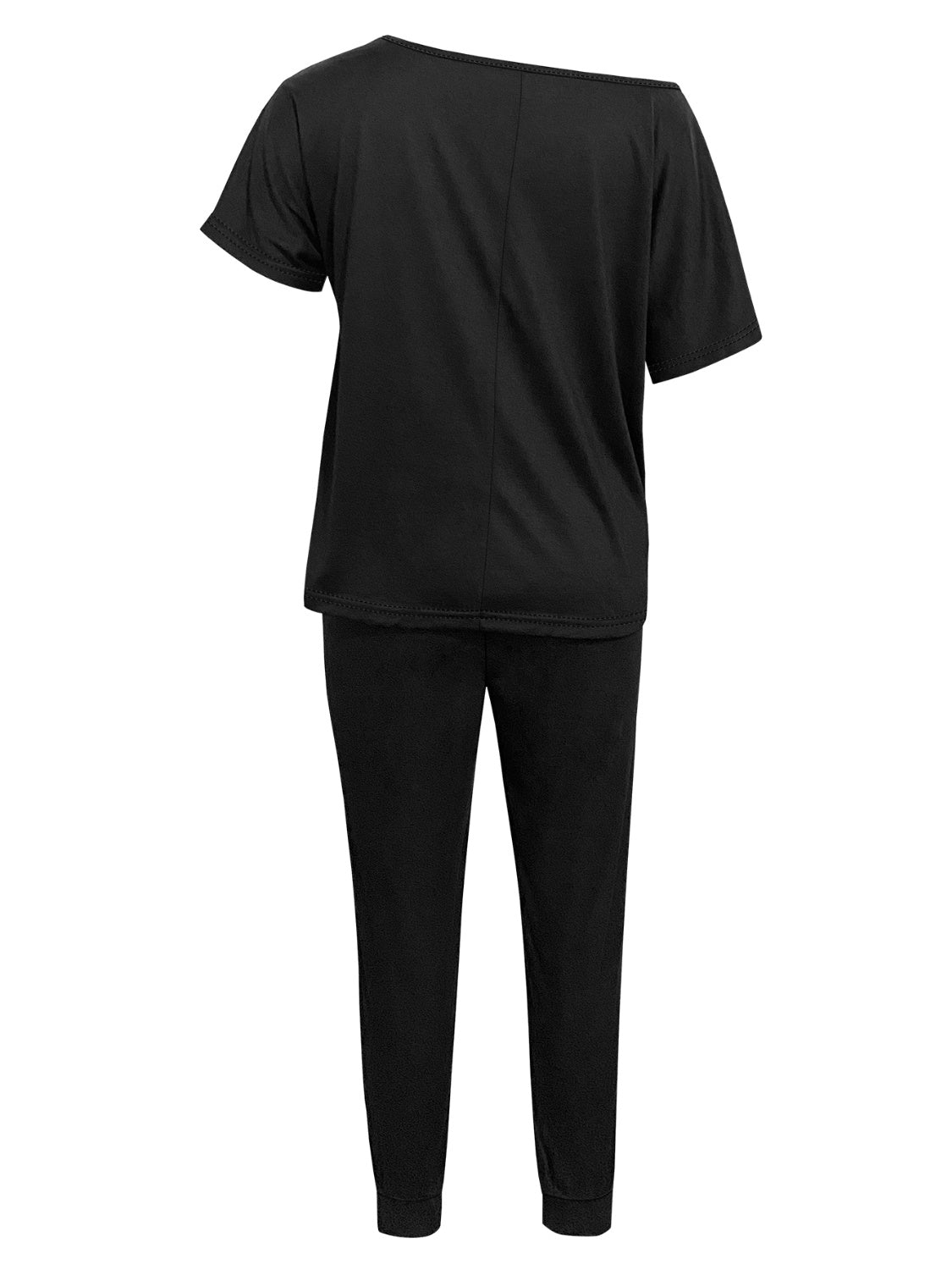 Round Neck Short Sleeve Top and Pants Set