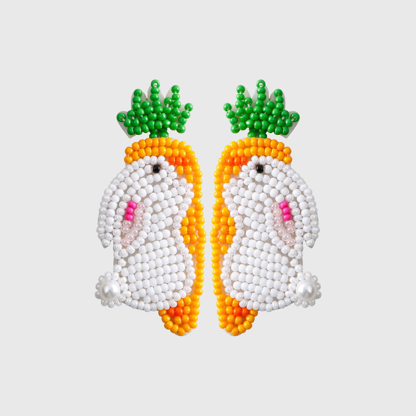 Stainless Steel Beaded Rabbit Earrings