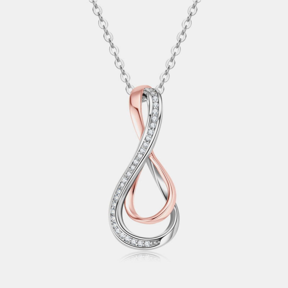 925 Sterling Silver Inlaid Moissanite Infinity Pendant Necklace