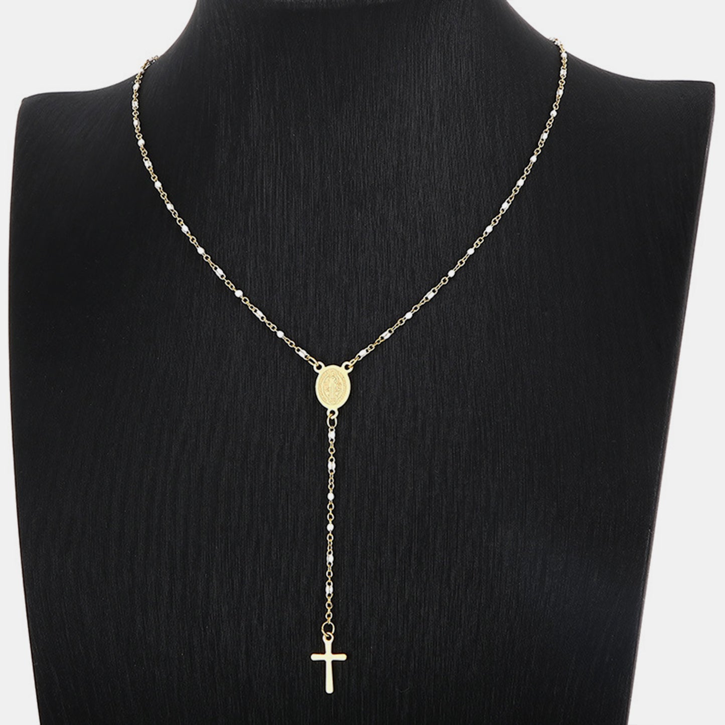 Stainless Steel Beaded Cross Necklace