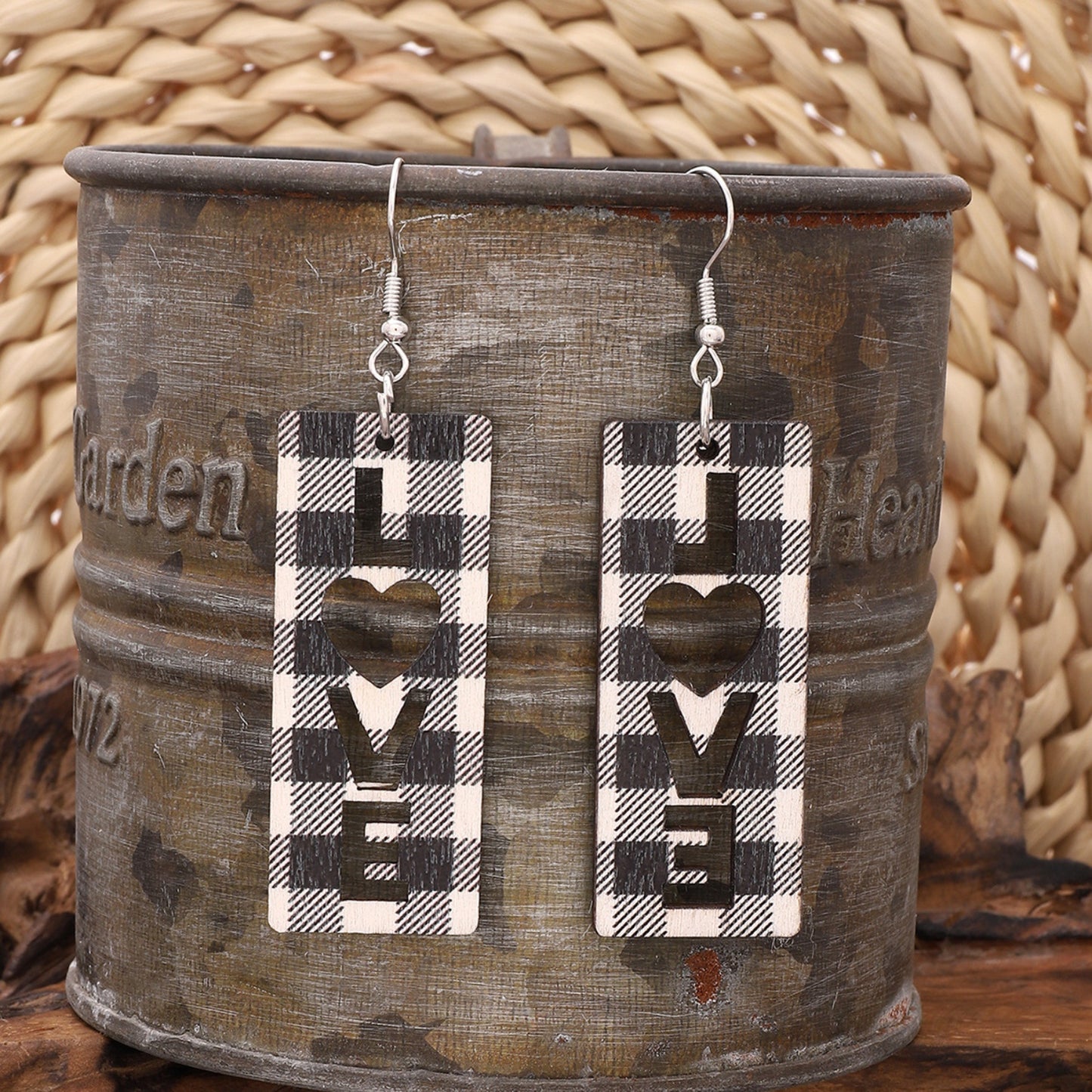 Wooden Cutout Dangle Earrings