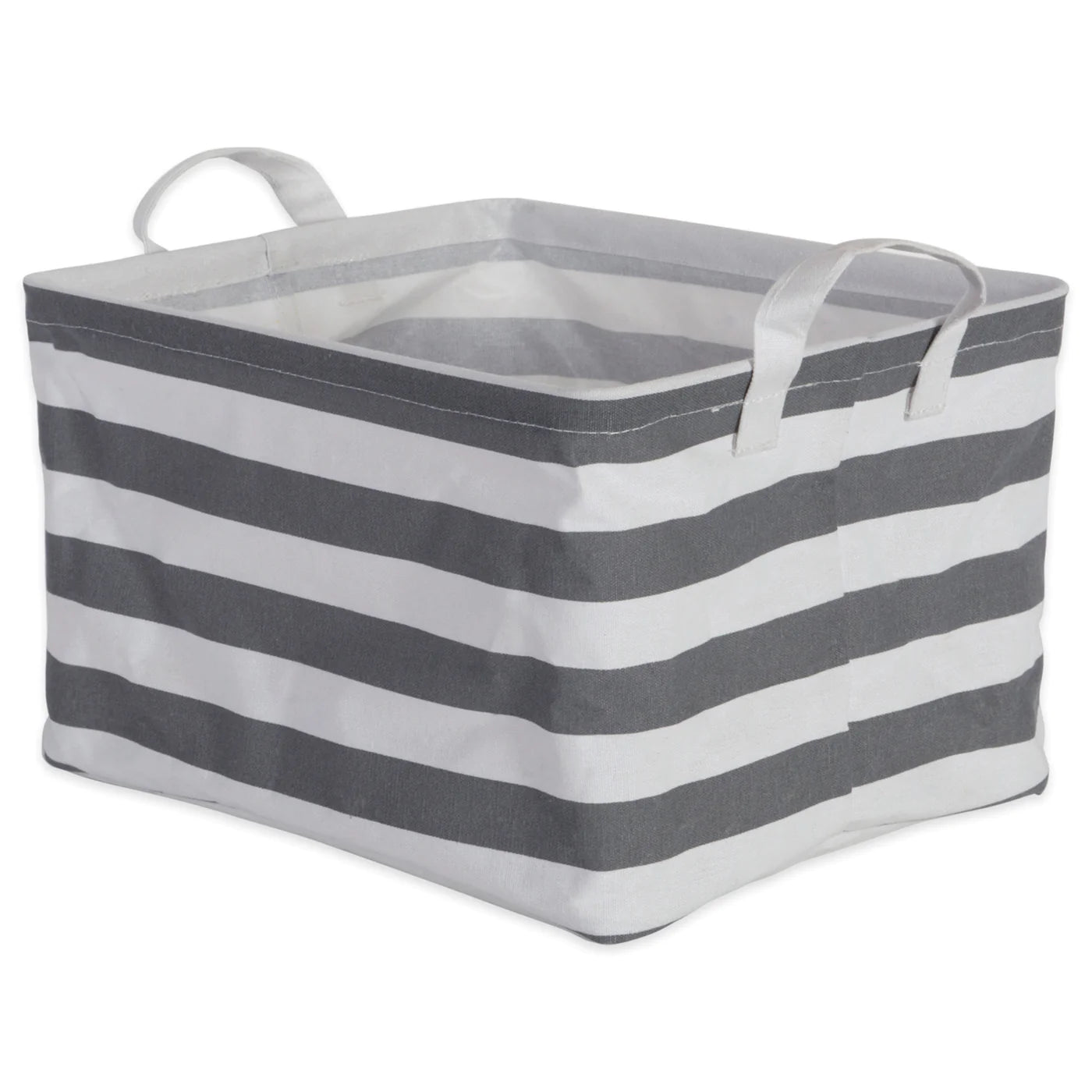 Pe Coated Cotton/Poly Laundry Bin Stripe Gray Rectangle Asst Small Set/3 