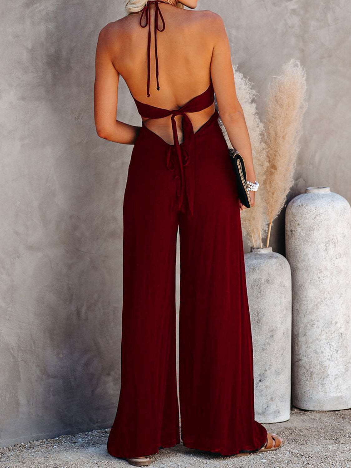 Halter Neck Wide Leg Jumpsuit