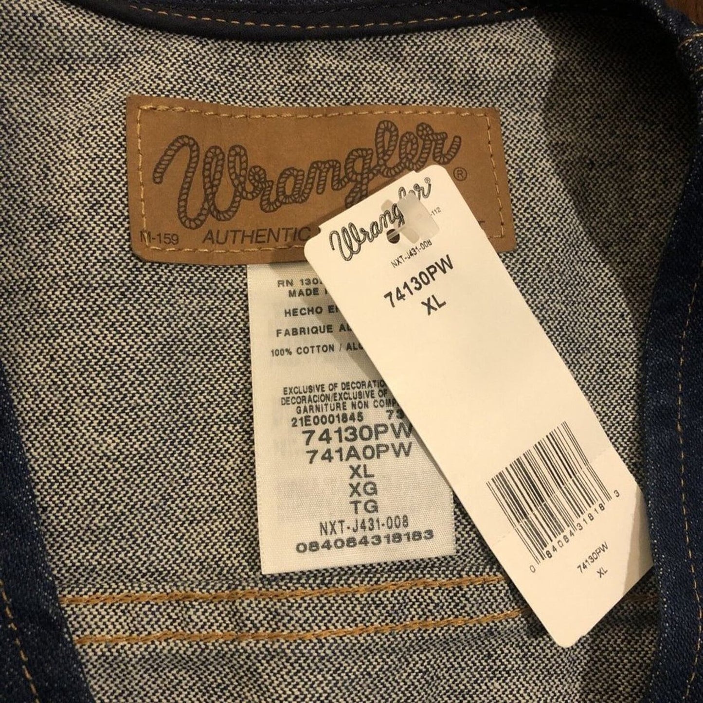 NWT - WRANGLER® Cowboy Cut Unlined Denim Vest - Size L or XL