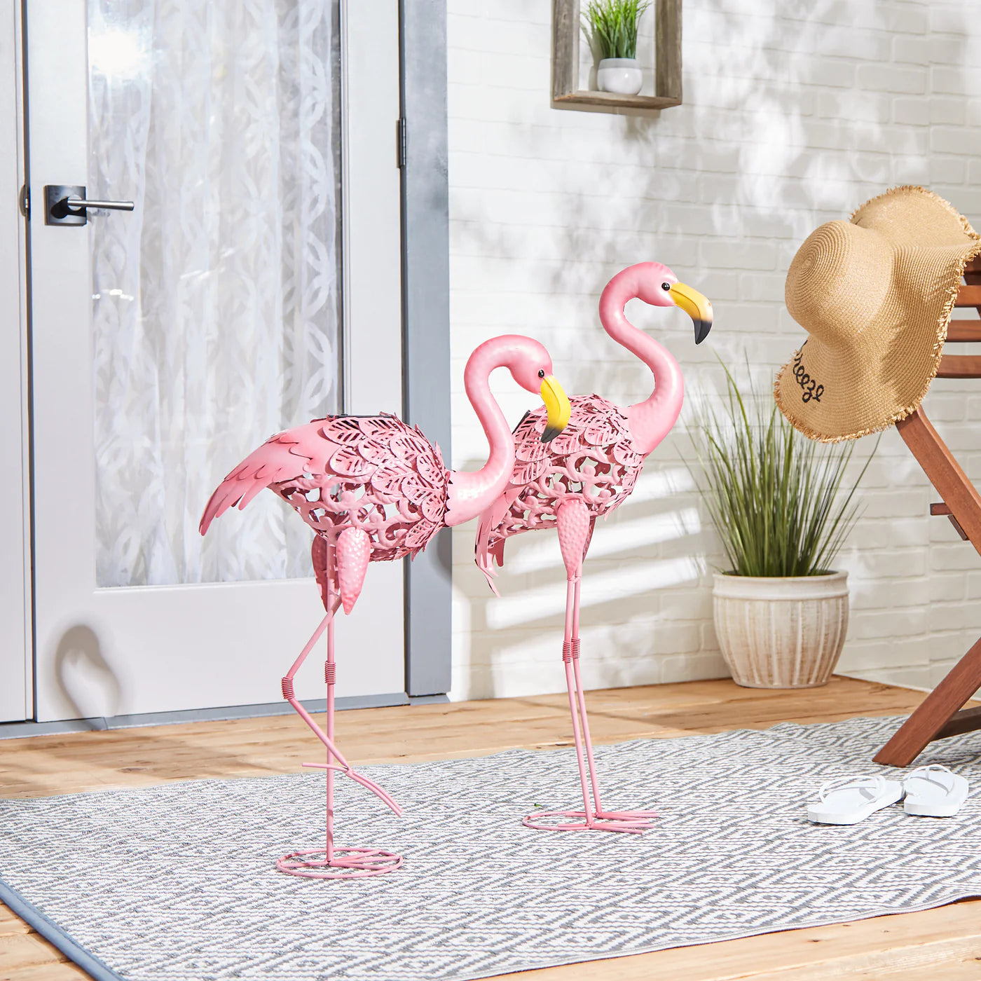 Standing Tall Solar Flamingo Statue 