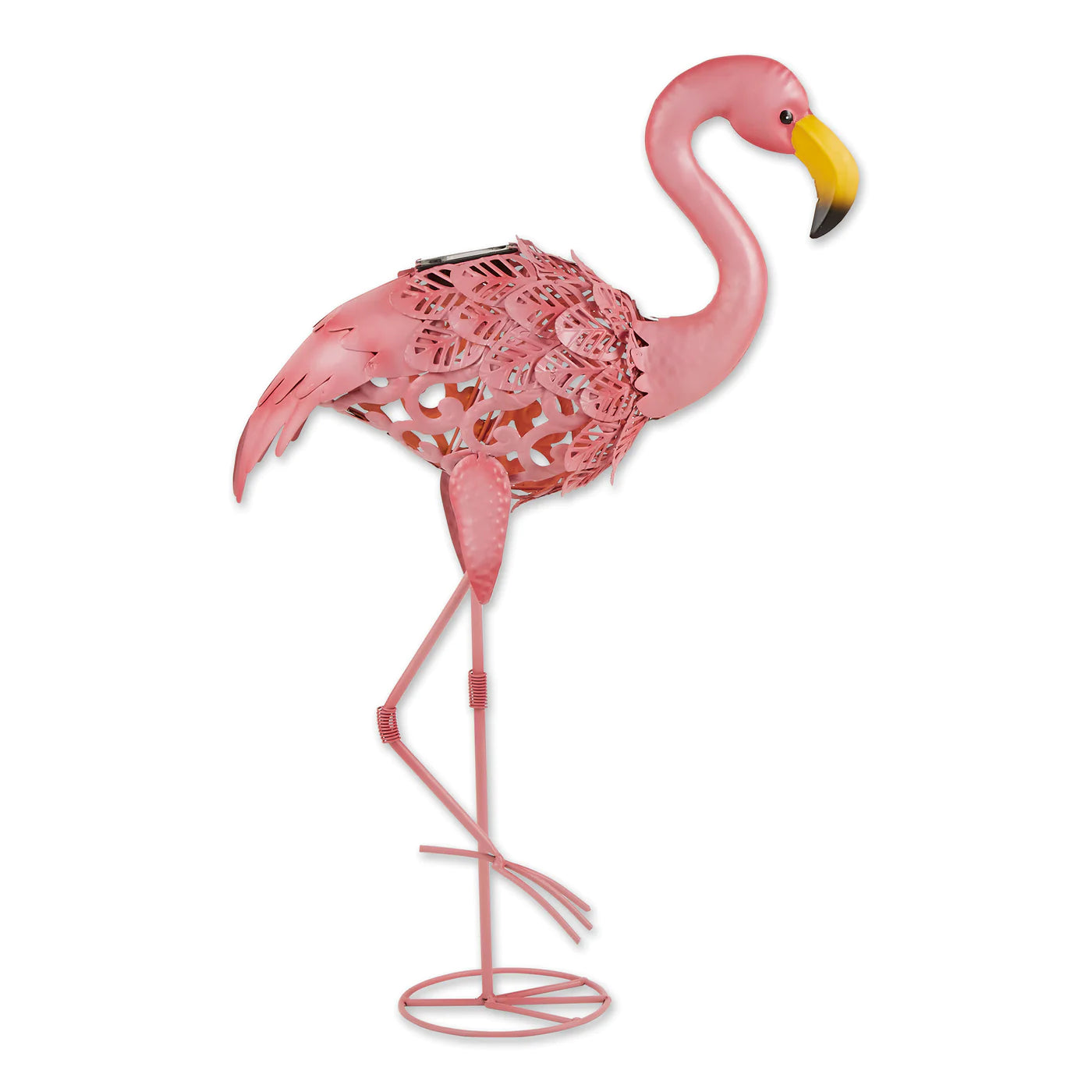 Leaning Solar Flamingo Statue 