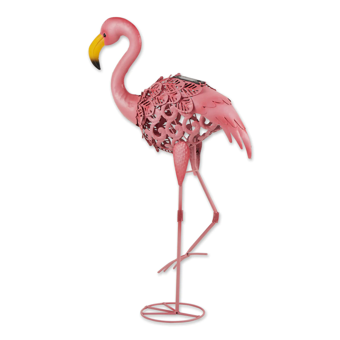 Leaning Solar Flamingo Statue 