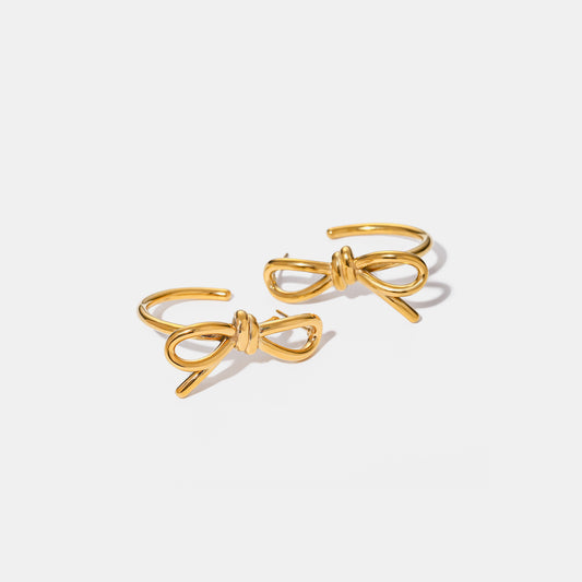 18K Gold-Plated Bow C-Hoop Earrings