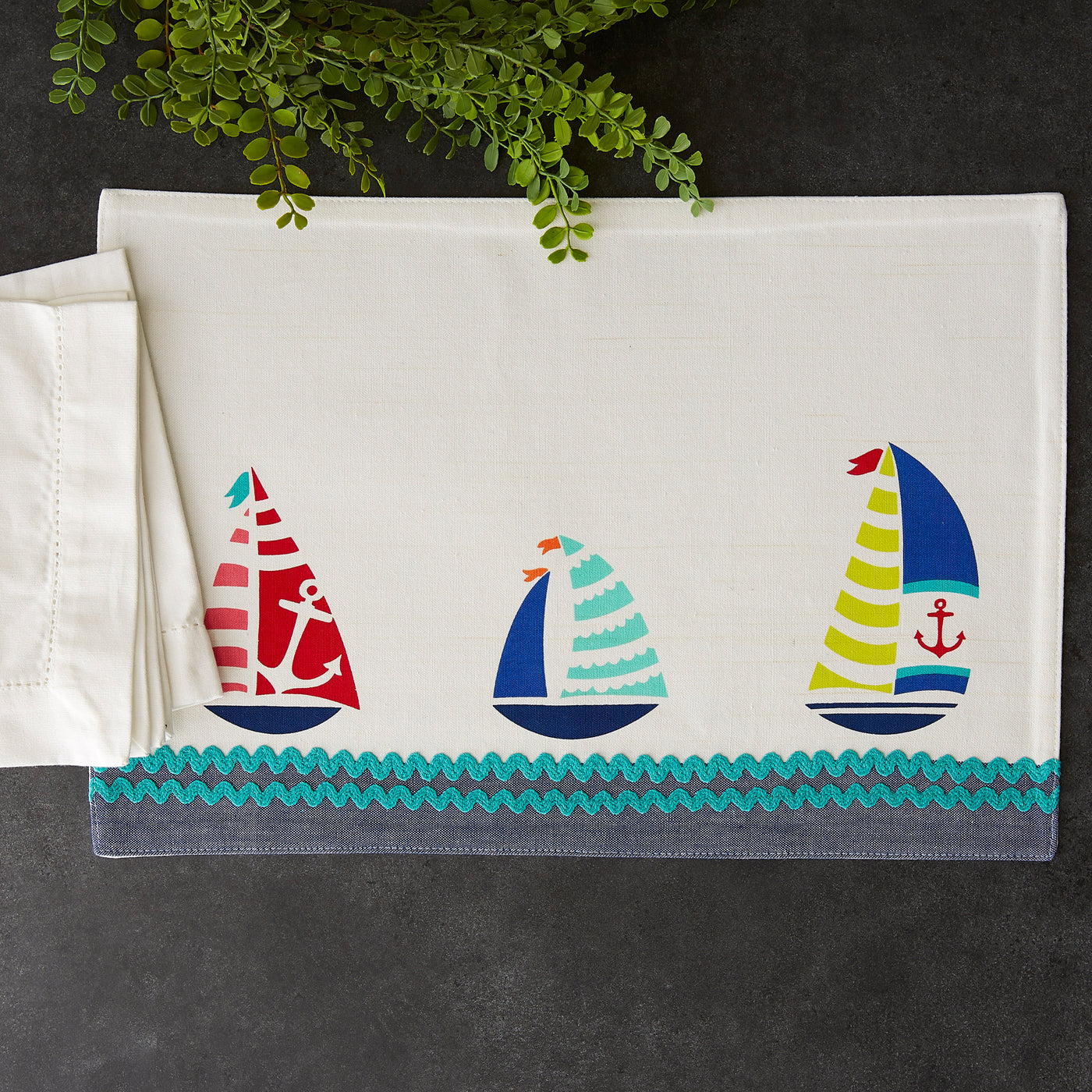 Sailboats Emb Placemat S/6 