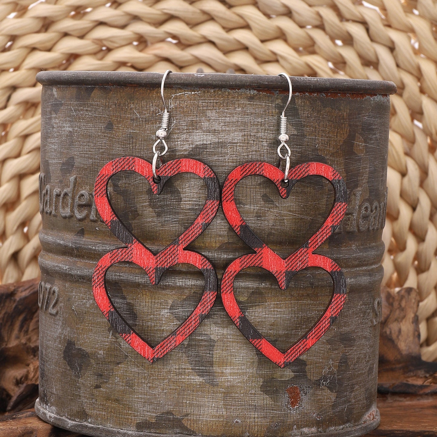 Cutout Heart Shape Wood Earrings