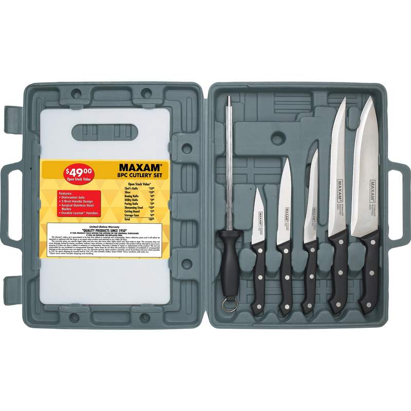 8PC CUTLERY W/CUTTING BOARD