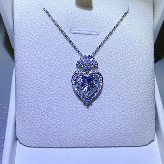 3 Carat Moissanite 925 Sterling Silver Heart Pendant Necklace