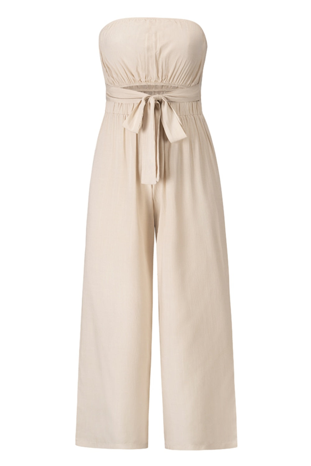 Tied Cutout Tube Wide Leg Jumpsuit