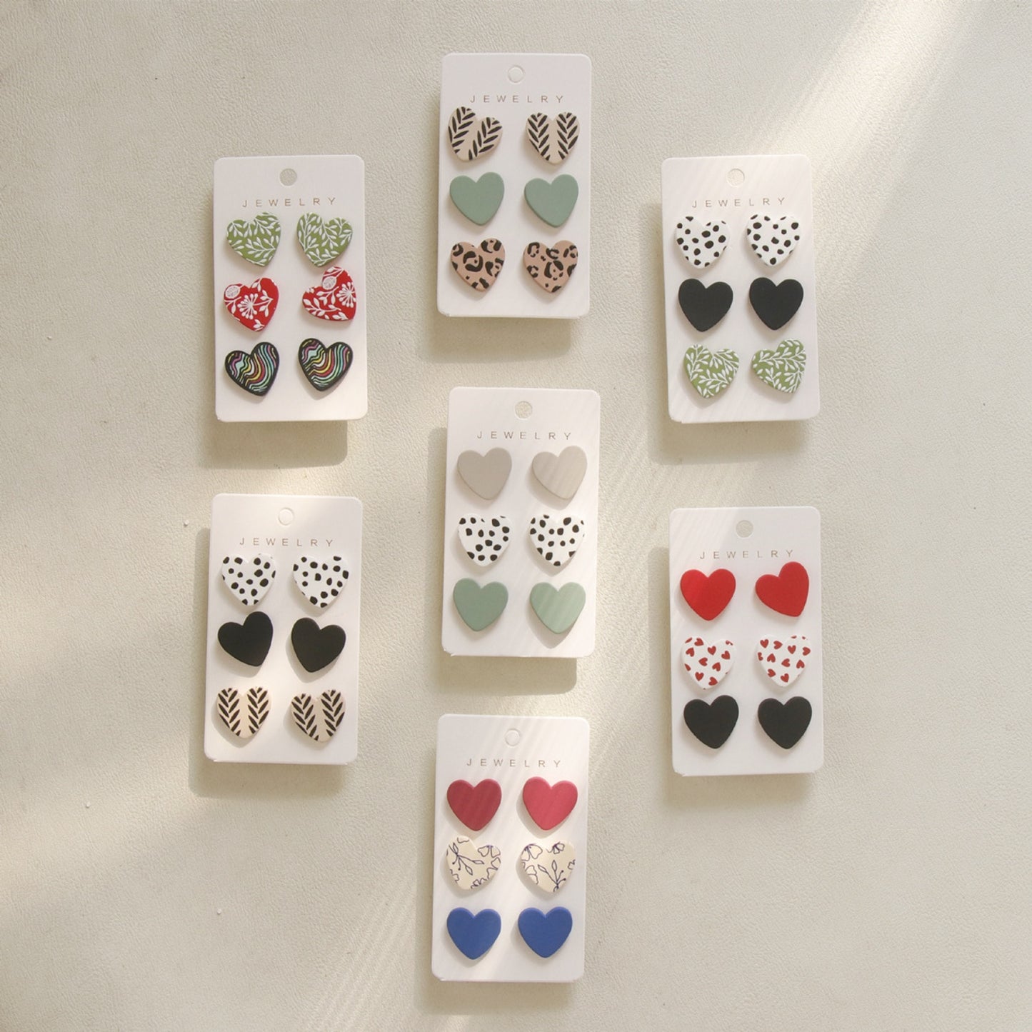 3 Piece Acrylic Heart Stud Earrings