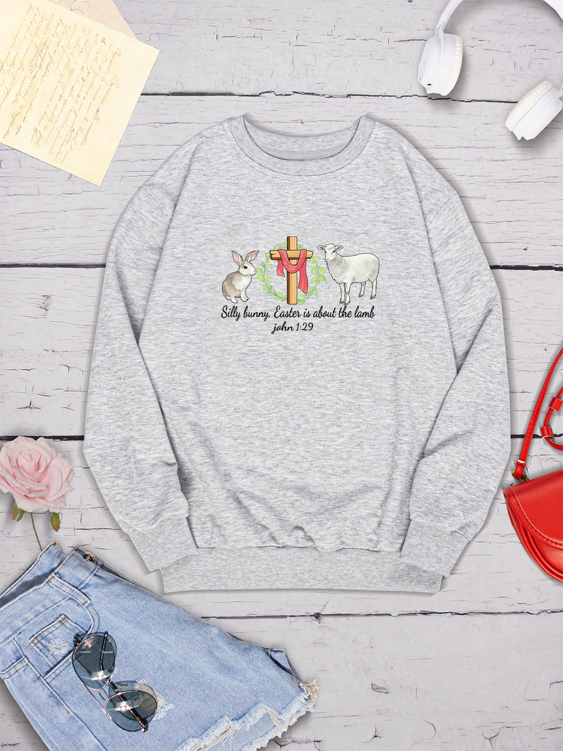 EASTER Graphic Round Neck Sweatshirt