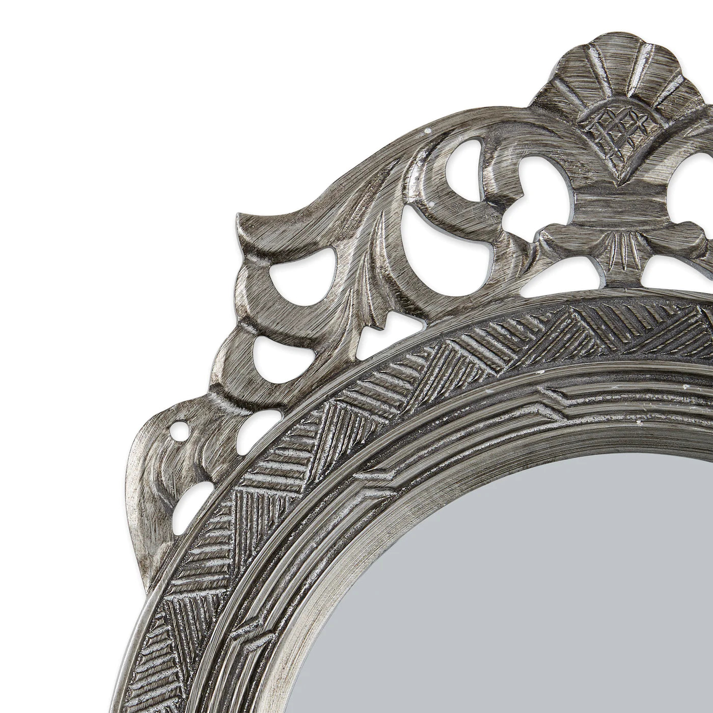 ARCHED-TOP ANTIQUE SILVER WALL MIRROR