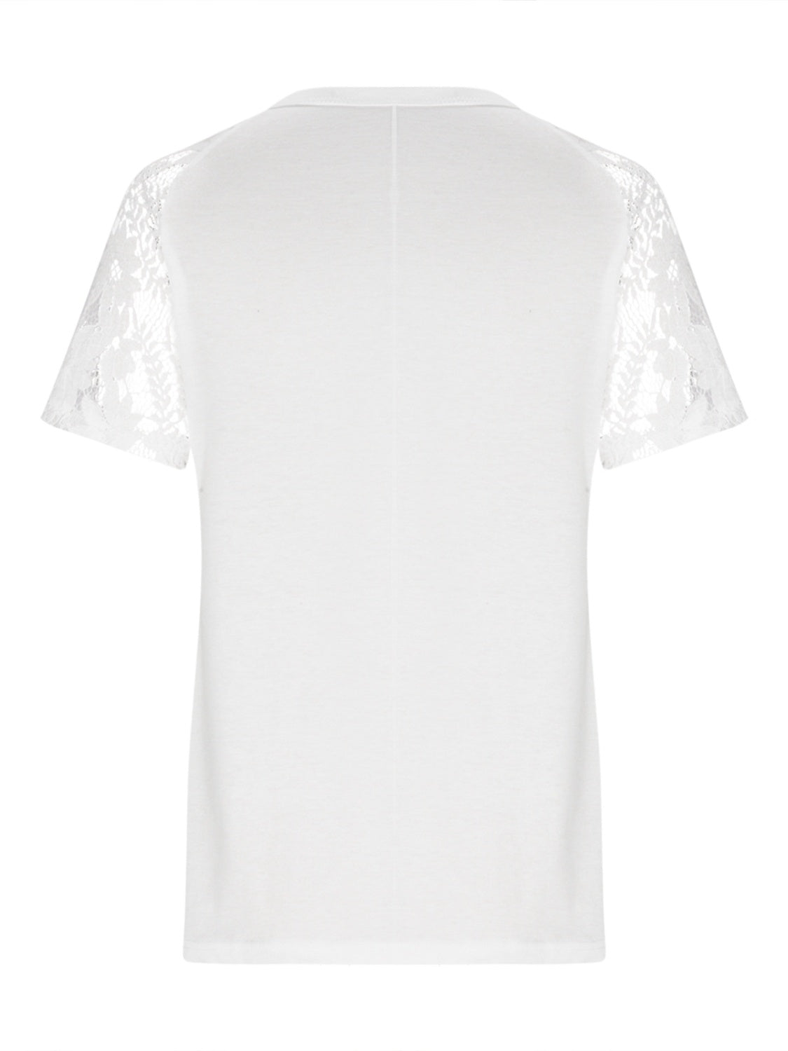 Lace Detail Half Button Short Sleeve T-Shirt