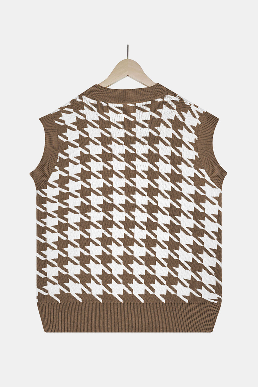 Houndstooth V-Neck Sweater Vest