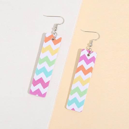 Leather Contrast Chevron Earrings