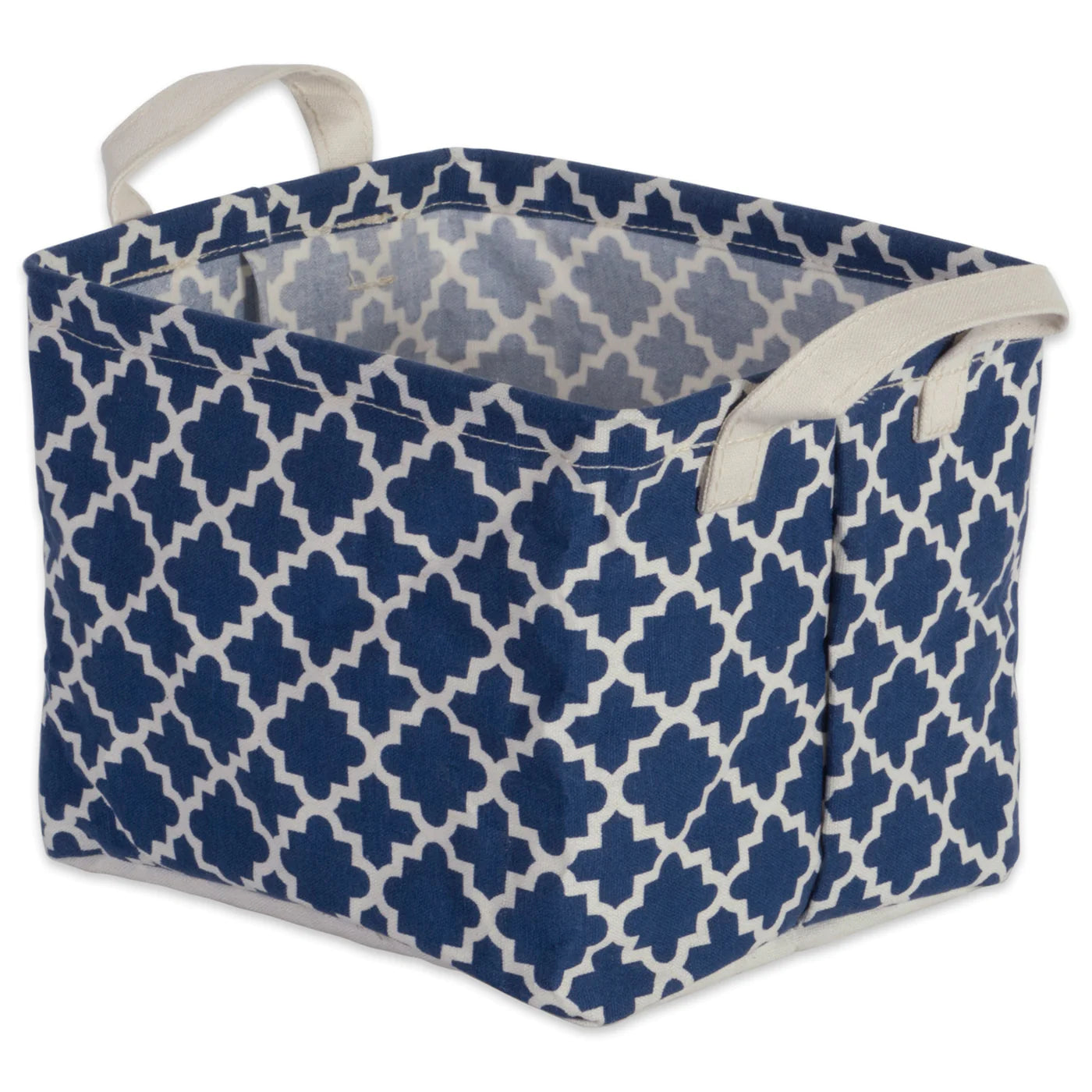 Pe Coated Cotton/Poly Laundry Bin Lattice Nautical Blue Rectangle Asst Small Set/3 