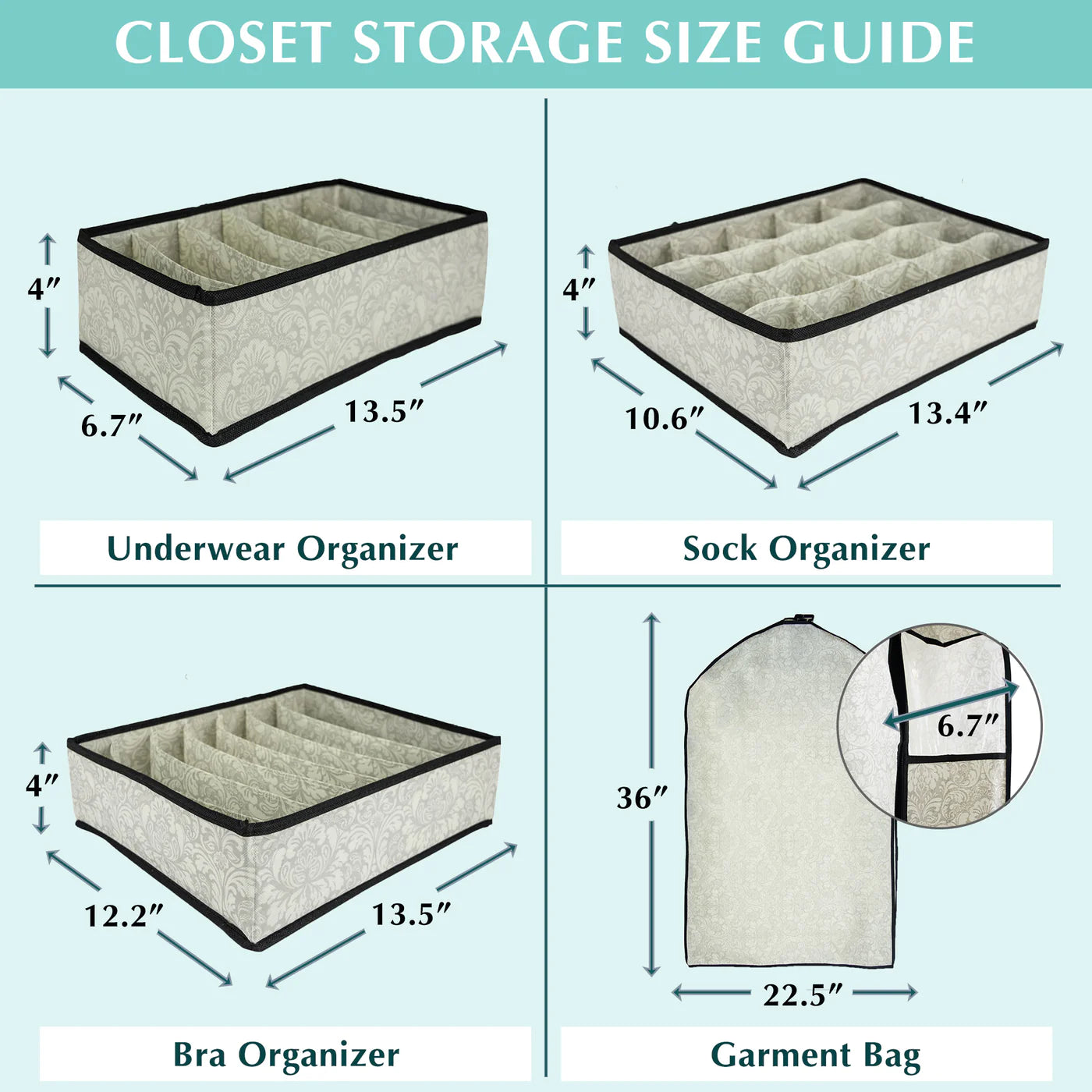 Storge Closet Garment Bag S/2 Damask 