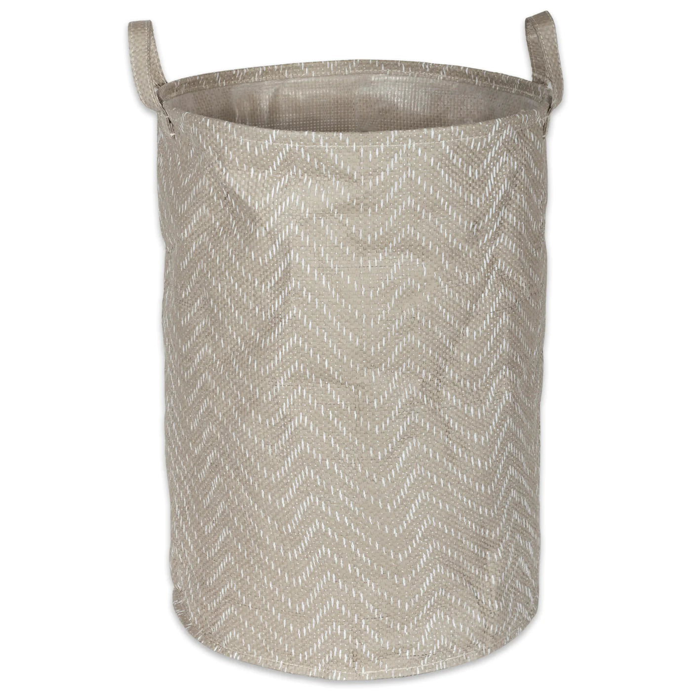 Pe Coated Woven Paper Laundry Hamper Tribal Chevron Stone/Cream Round 13.75X13.75X20 