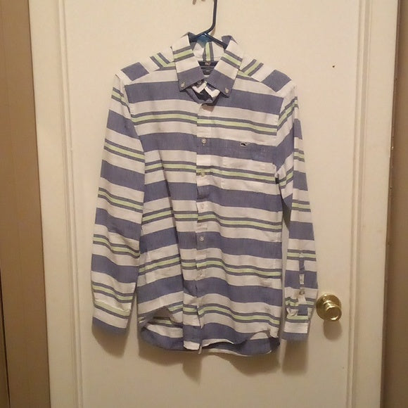 Vineyard Vines Striped Long Sleeve Slim Fit Tucker Shirt - Size S