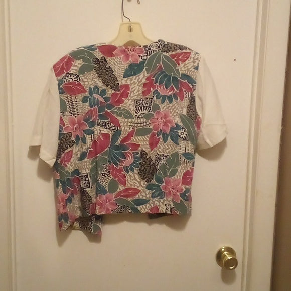 Lucia Short Sleeve Floral Office Blouse - Size 10