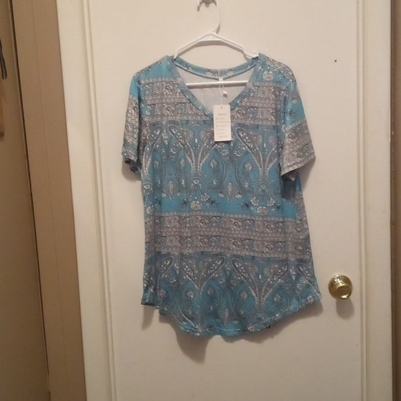 NWT ROSRISS Tunic Casual Summer V Neck Short Sleeve Tunics Blouse - Size 14W