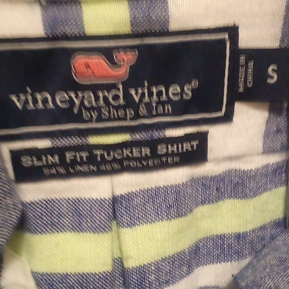 Vineyard Vines Striped Long Sleeve Slim Fit Tucker Shirt - Size S