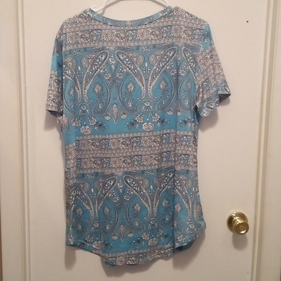 NWT ROSRISS Tunic Casual Summer V Neck Short Sleeve Tunics Blouse - Size 14W