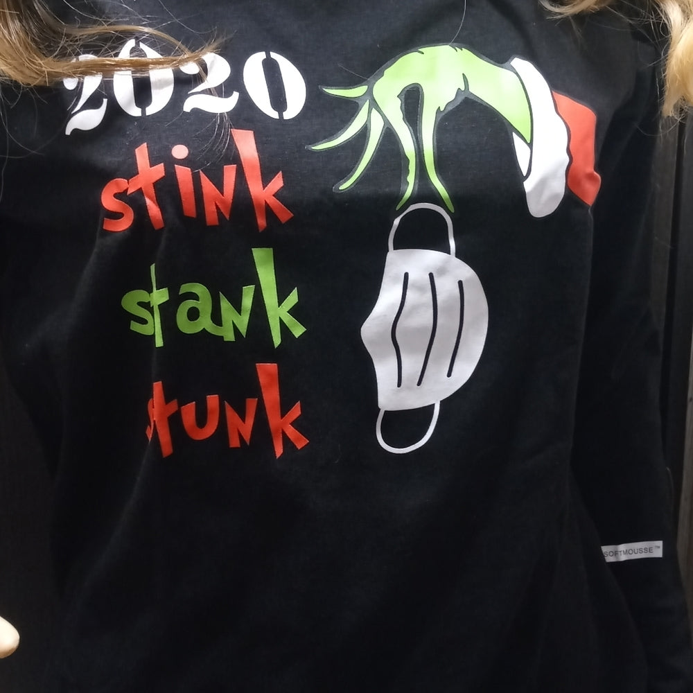 NWT - STINK STANK STUNK Graphic COVID T-Shirt w/capri Pants SET (M, L or XL)