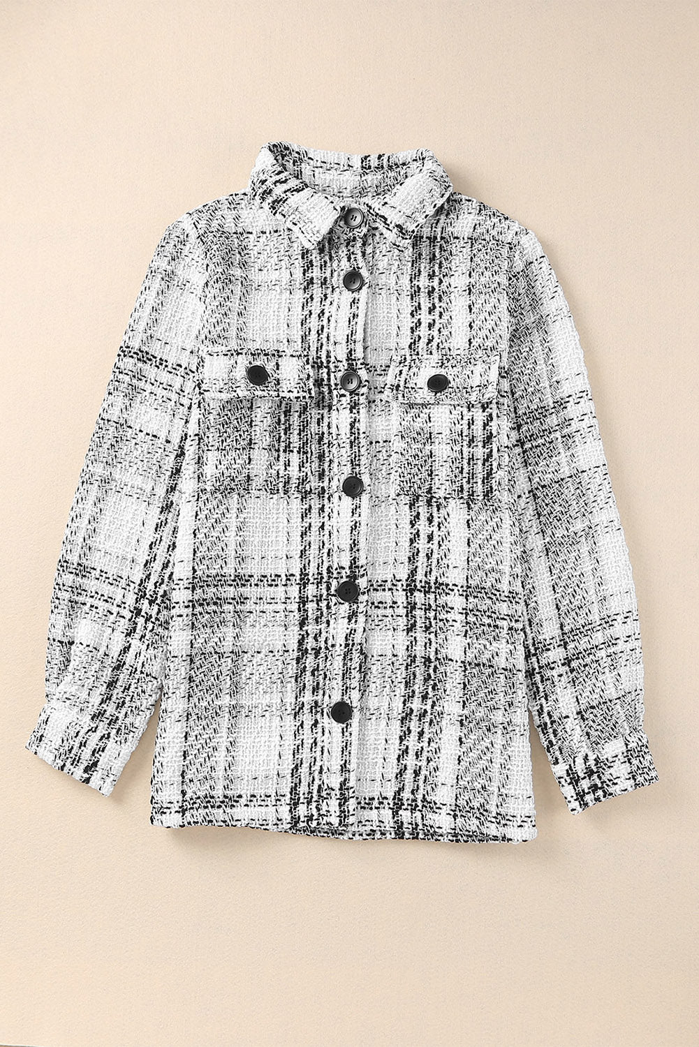 Plaid Pocketed Long Sleeve Shirt Jacket