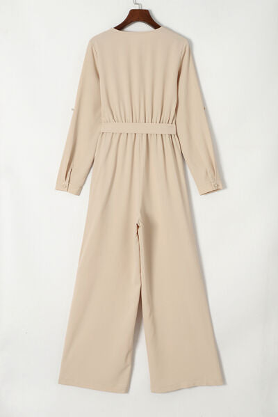 Pocketed Tied Wide Leg Jumpsuit