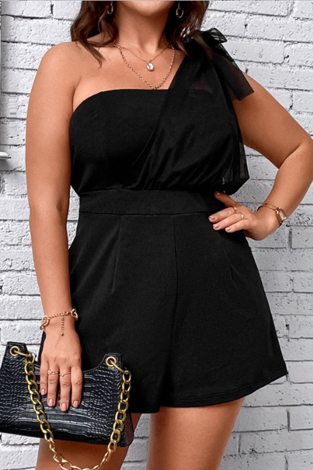 Plus Size One-Shoulder Romper