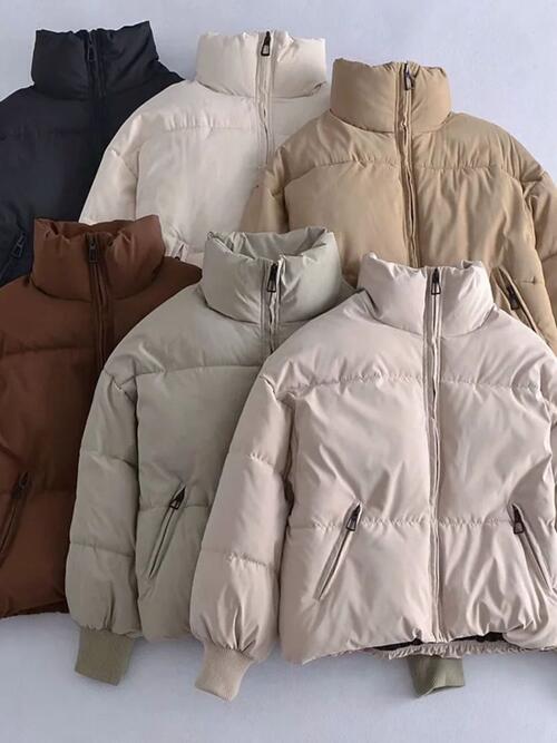 Zip Up Drawstring Winter Coat with Pockets