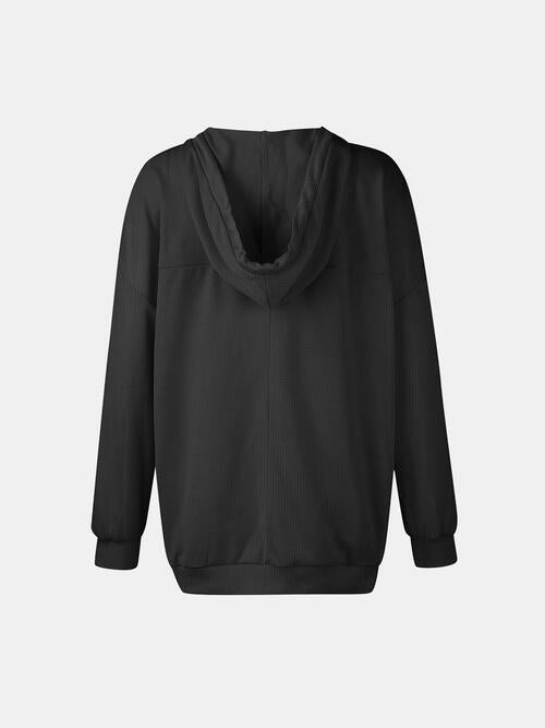 Drawstring V-Neck Long Sleeve Hoodie