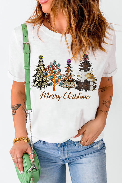 Christmas Tree Graphic Short Sleeve T-Shirt