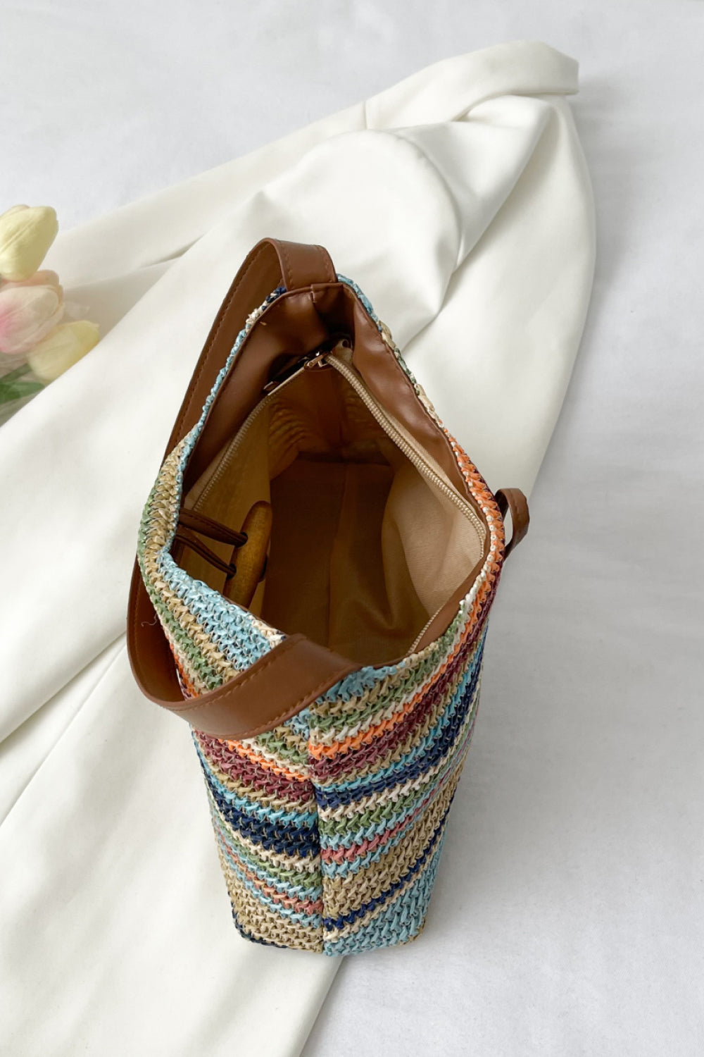 Multicolored Straw Shoulder Bag