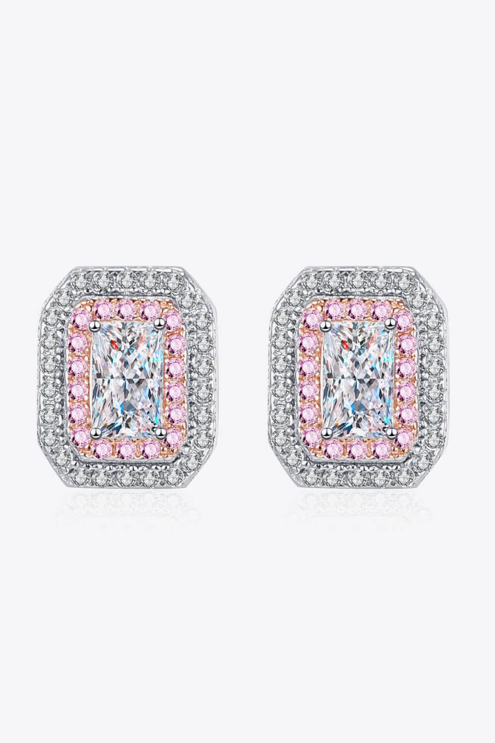 1 Carat Moissanite and Zircon Contrast Geometric Stud Earrings