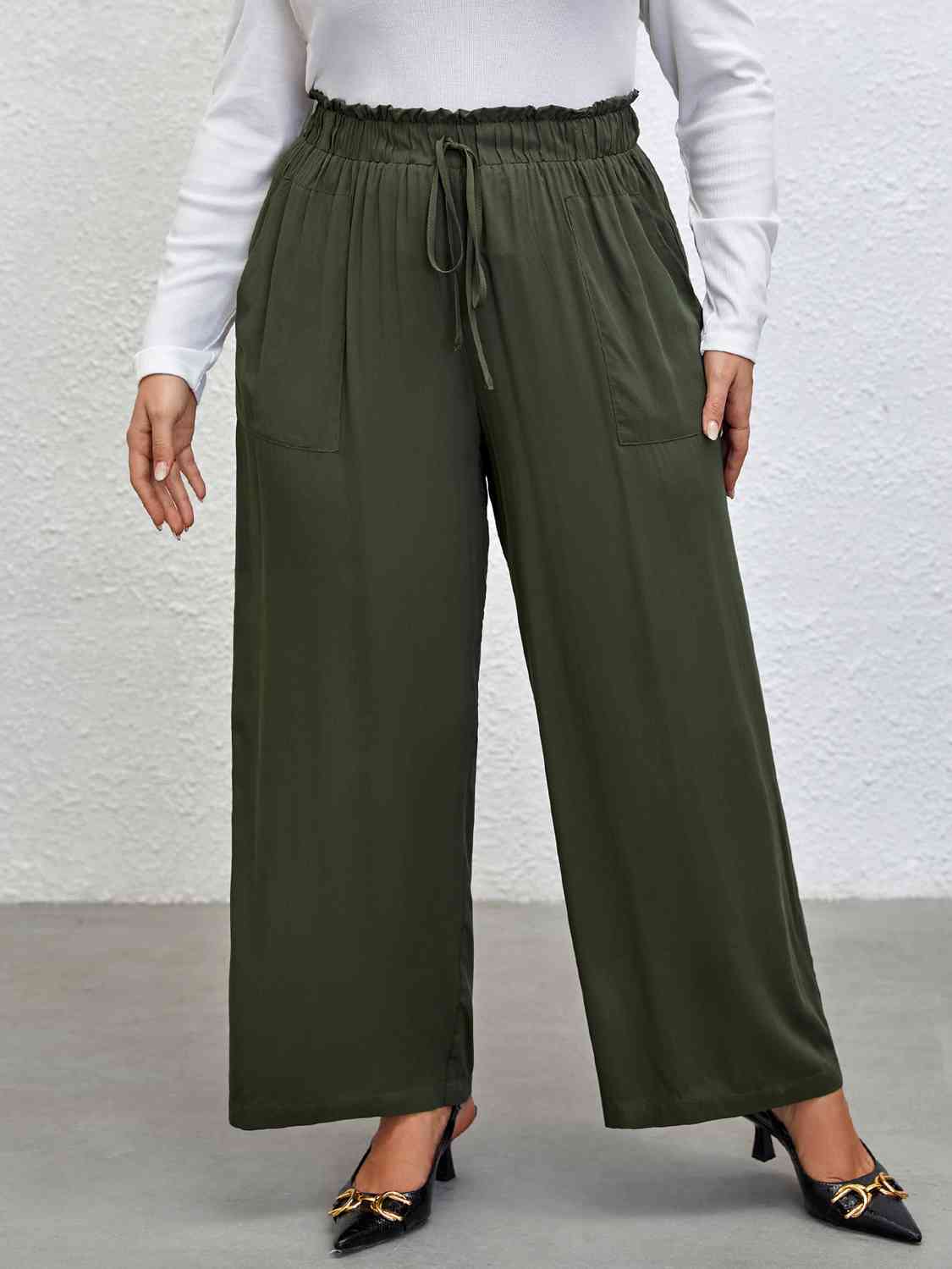 Plus Size Tied Wide Leg Pants