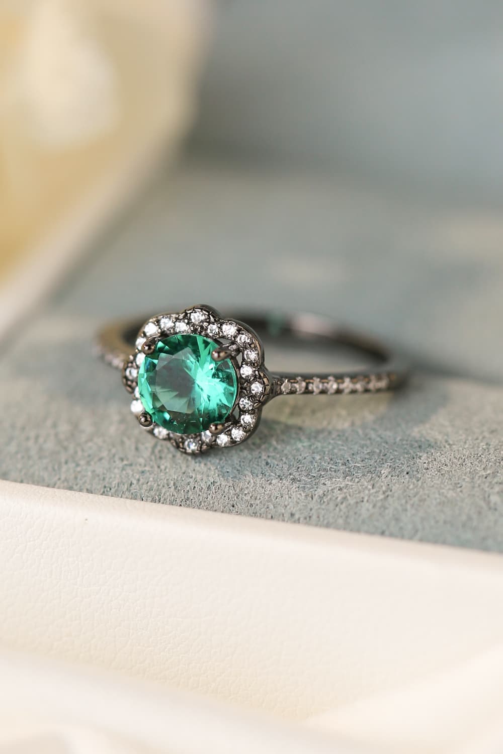 Paraiba Tourmaline Flower Shape Ring