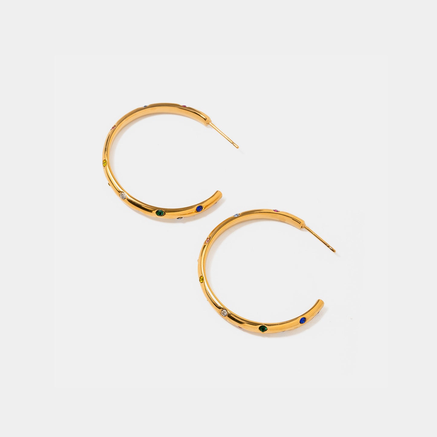 Zircon 18K Gold-Plated C-Hoop Earrings