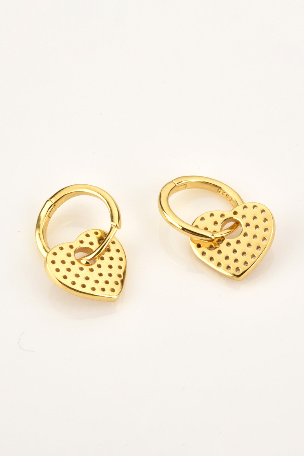 Zircon Heart Drop Huggie Earrings